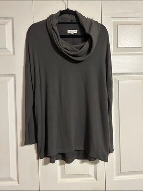 LOU & GREY Loft "Large Olive Green Cowl Neck Tunic Sweater Relaxed Fit Soft Cozy